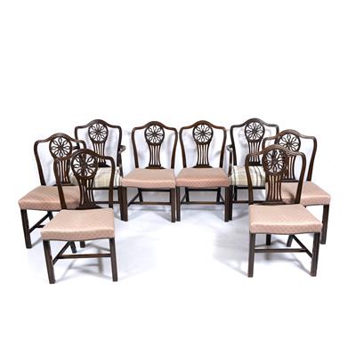 Lot 223 - A SET OF EIGHT 20TH CENTURY GEORGIAN STYLE MAHOGANY DINING CHAIRS