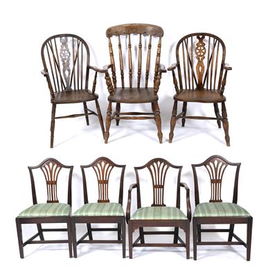 Lot 231 - AN ASH AND ELM WINDSOR ARMCHAIR