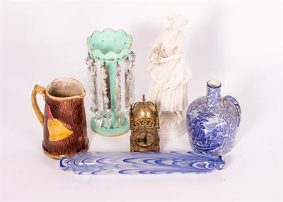 Lot 240 - A VICTORIAN DUCK EGG BLUE GLASS LUSTER