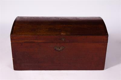 Lot 242 - AN ANTIQUE COLONIAL HARDWOOD DOMED TOPPED TRUNK
