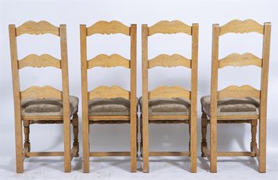 Lot 248 - A SET OF FOURTEEN OAK LADDER BACK CHAIRS