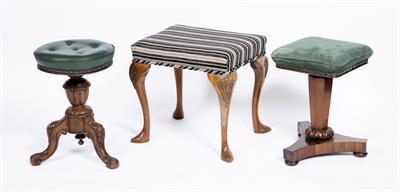Lot 262 - A VICTORIAN WALNUT ADJUSTABLE PIANO STOOL