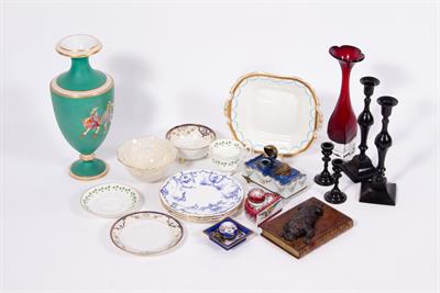 Lot 274 - A GROUP OF THREE LIMOGES PORCELAIN INK WELLS