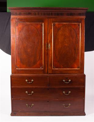 Lot 291 - A 19TH CENTURY MAHOGANY LINEN PRESS