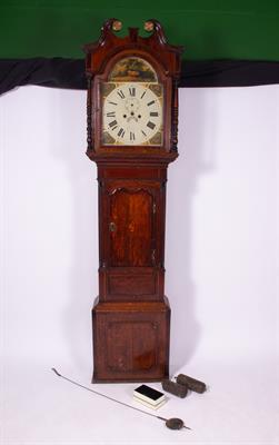 Lot 296 - A 19TH CENTURY OAK EIGHT DAY LONGCASE CLOCK