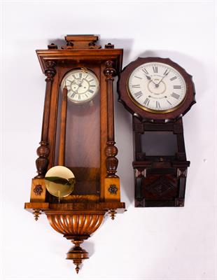 Lot 300 - A VIENNA TYPE WALNUT CASED WALL CLOCK