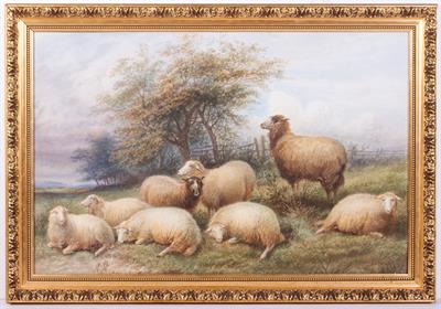 Lot 308 - A WATERCOLOUR OF SHEEP