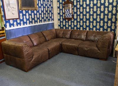 Lot 317 - A MODERN BROWN LEATHER CORNER SOFA