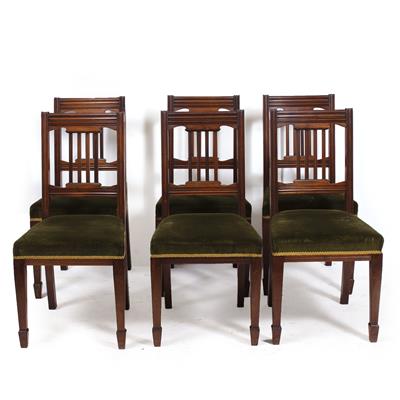 Lot 328 - A SET OF SIX LATE VICTORIAN WALNUT DINING CHAIRS
