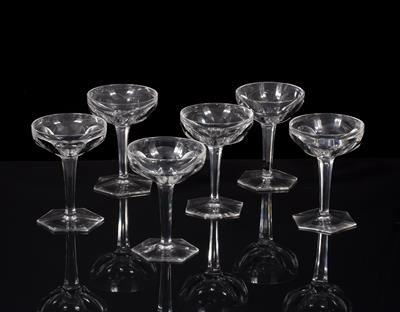 Lot 404 - Set of six champagne or cocktail glasses