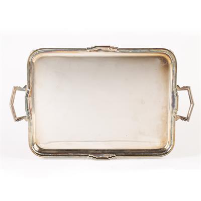 Lot 430 - Art Deco twin handled silver tray