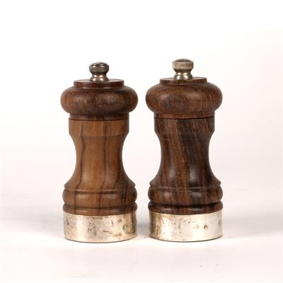 Lot 438 - Pair of silver mounted salt and pepper grinders