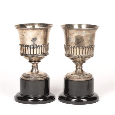 Lot 439 - Matched pair of silver stem cups