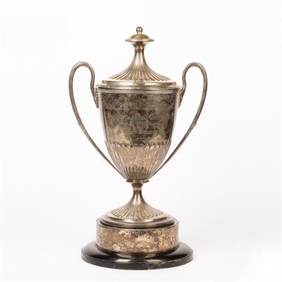 Lot 444 - Large silver golfing trophy