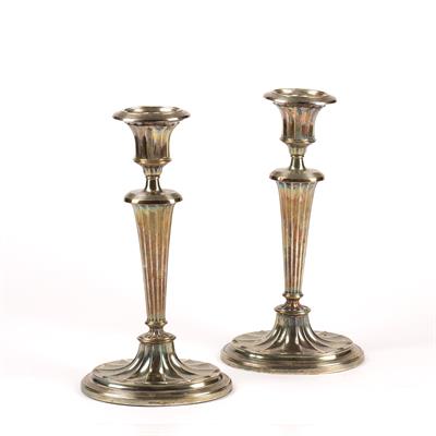 Lot 448 - Pair of silver candlesticks