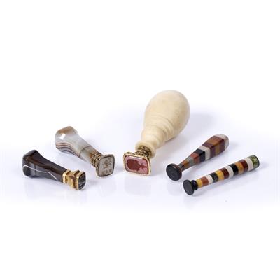 Lot 9 - A 19TH CENTURY SEAL with turned ivory handle