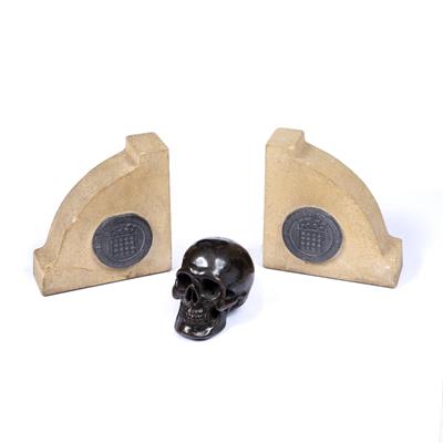 Lot 30 - A PAIR OF STONE BOOKENDS part of the structure of The Houses of Parliament damaged by enemy air