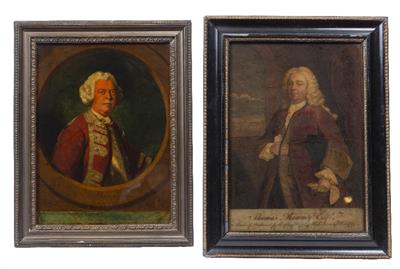 Lot 40 - A GEORGE III HAND COLOURED REVERSE PRINT ON GLASS: 'William Kingsley Esq'