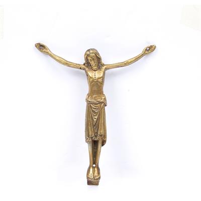 Lot 45 - A BRONZE CORPUS CHRISTI cast and chased in the Romanesque style