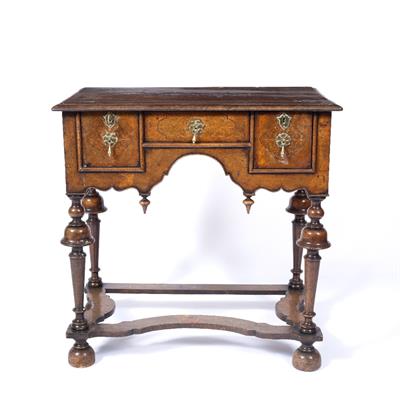 Lot 52 - AN 18TH CENTURY STYLE WALNUT AND INLAID LOWBOY