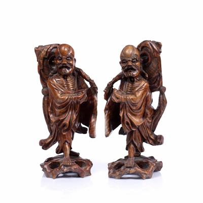 Lot 88 - A PAIR OF CHINESE CARVED ROOT FIGURES