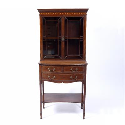 Lot 92 - AN EDWARDIAN MAHOGANY GLAZED FRONT CABINET ON STAND