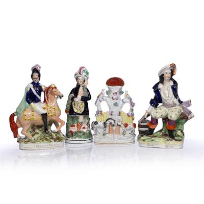 Lot 99 - A 19TH CENTURY STAFFORDSHIRE FIGURE of Louis Napoleon on horseback