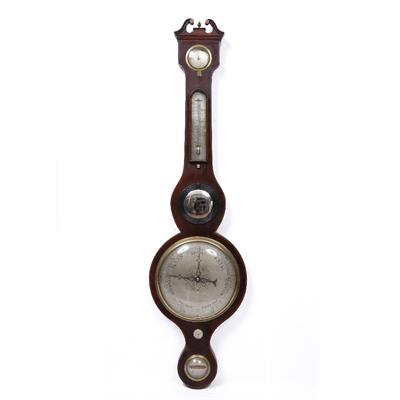 Lot 119 - A 19TH CENTURY MAHOGANY BANJO WHEEL BAROMETER