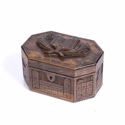 Lot 122 - A JERUSALEM CARVED OLIVE WOOD BOX