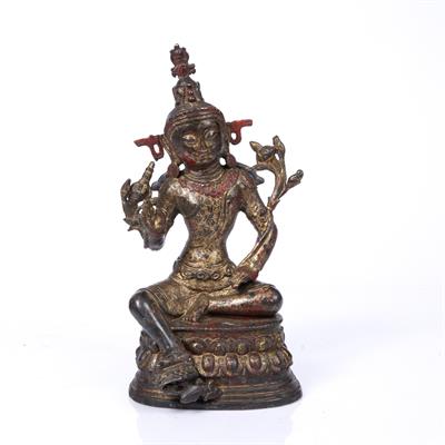 Lot 192 - A GILT BRONZED FIGURE OF A BUDDHA
