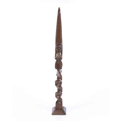 Lot 197 - A HARDWOOD STAFF FINIAL