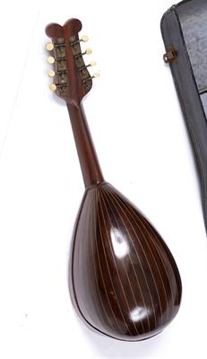 Lot 223 - AN ITALIAN MANDOLIN with mother of pearl decoration and rosewood back