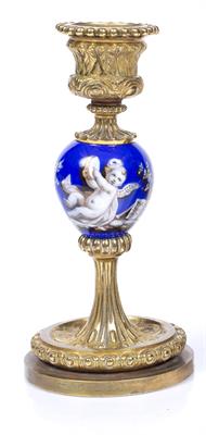 Lot 248 - A LATE 19TH CENTURY FRENCH ORMOLU AND PORCELAIN MOUNTED CANDLESTICK
