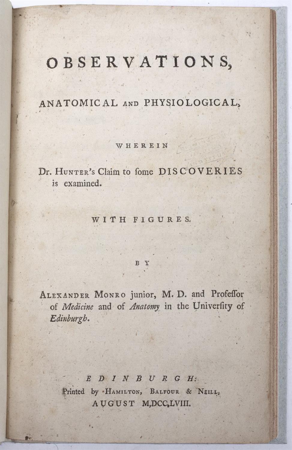 Lot 691 - AN 18TH CENTURY MEDICAL PAMPHLET: MONRO