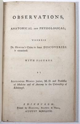 Lot 691 - AN 18TH CENTURY MEDICAL PAMPHLET: MONRO
