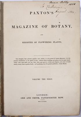 Lot 758 - PAXTON'S MAGAZINE OF BOTANY FOR 1833/1834 with multiple coloured plates