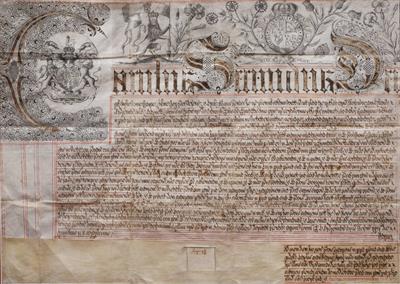 Lot 929 - A CHARLES II INDENTURE printed with Royal Crests and with calligraphy in brown ink