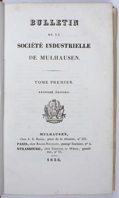 Lot 331 - Bulletin de la Société Industrielle de Mulhausen. Vols. 1-16 (1836-1842) with plates. 1/2 calf and