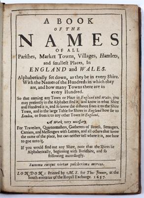 Lot 383 - A Book of the Names of all Parishes