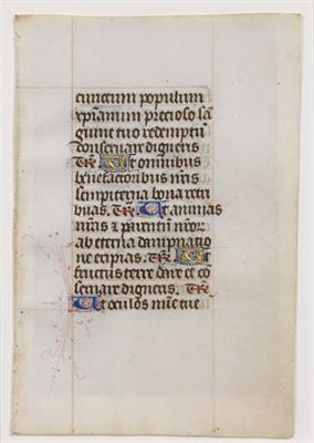 Lot 427 - A MEDIEVAL DOUBLE SIDED LEAF FROM AN ENGLISH BOOK OF HOURS c1450