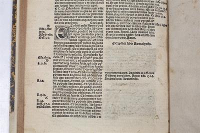 Lot 507 - A 16TH CENTURY EDITION OF NOVUM TESTAMENTUM. Small format (178 x 132mm). End paper with full page
