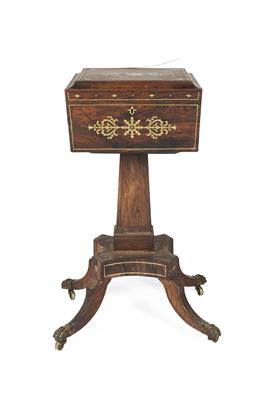 Lot 12 - Rosewood and brass inlaid work table