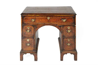 Lot 49 - Walnut and herring-bone inlaid kneehole desk