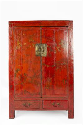 Lot 56 - Large red lacquer cupboard