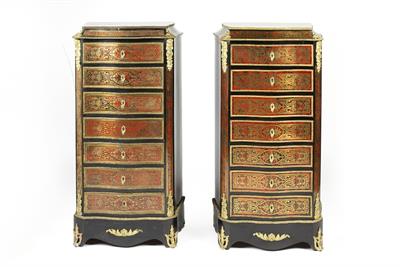 Lot 68 - Pair of serpentine Boulle secretaire chests