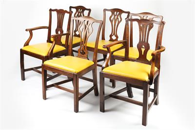 Lot 96 - Set of four and two mahogany dining chairs