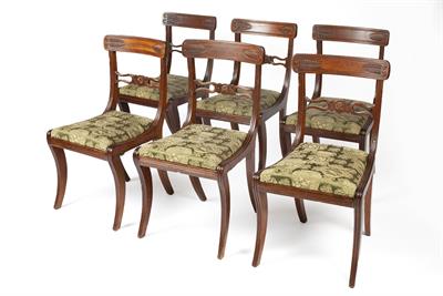 Lot 98 - Set of six mahogany dining chairs