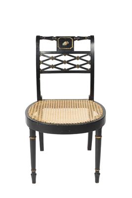 Lot 102 - Single ebonised bergere chair