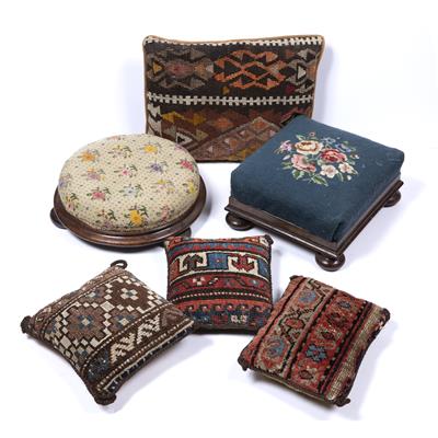 Lot 105 - Two tapestry footstools