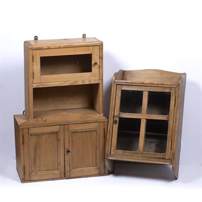 Lot 107 - Three pine collectors cabinets